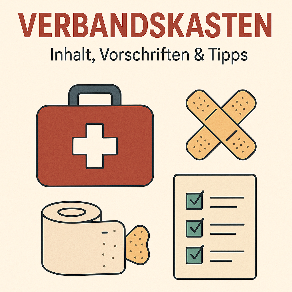 Verbandskasten mit Pflaster, Checkliste und Verbandmaterial – Erste Hilfe Ausstattung